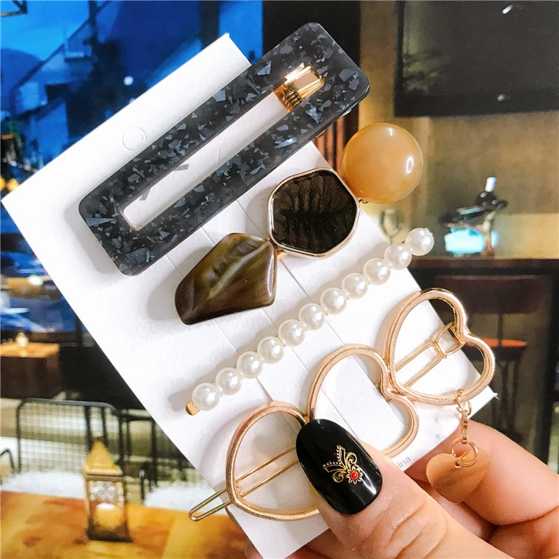 

4pcs/set Women Hair Accessories Jewelry Korean Simulation Pearl Barrette Love Hearts Hair Clips For Girls Pink Hairpins 2020 New