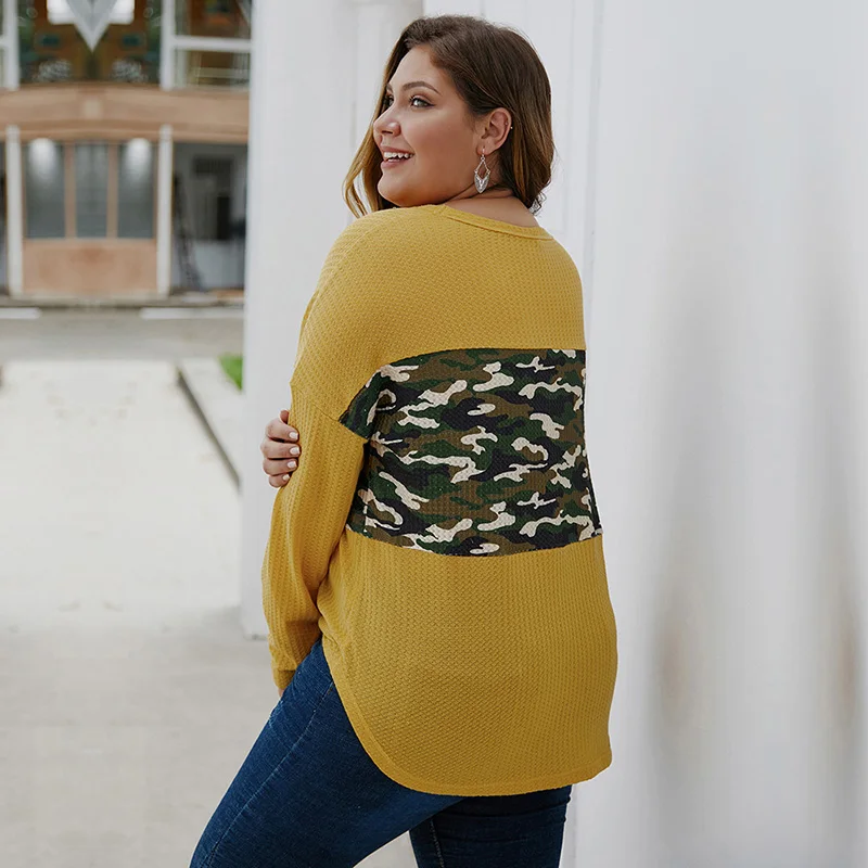 

Original Plus Size Women's 2021 Fall Winter New Stitching Knit Top Ladies Long Sleeve V Neck Singel Breasted 4XL Sweater