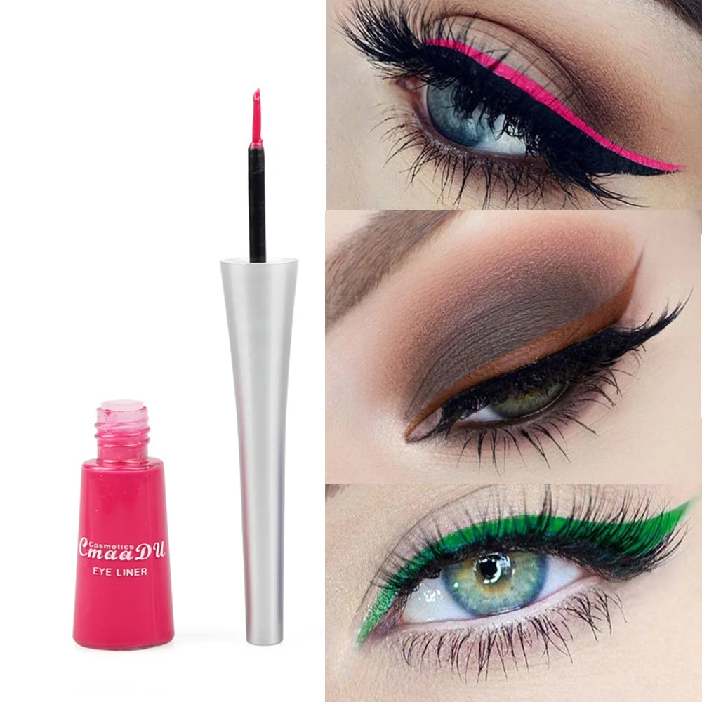 Жидкая подводка для глаз с котом неоновая красочная косметика стойкая Черная