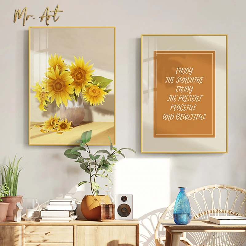 

Nordic Wall Art Interior Paintings for Living Room Quote Sunflowers Pictures on The Wall Modern Home Decor Canvas Posters Prints