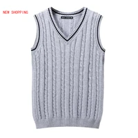 men sweater vest sleeveless wool knitted waistcoat stretch v neck autumn pull jumper slim fit spring tank tops twist pullovers