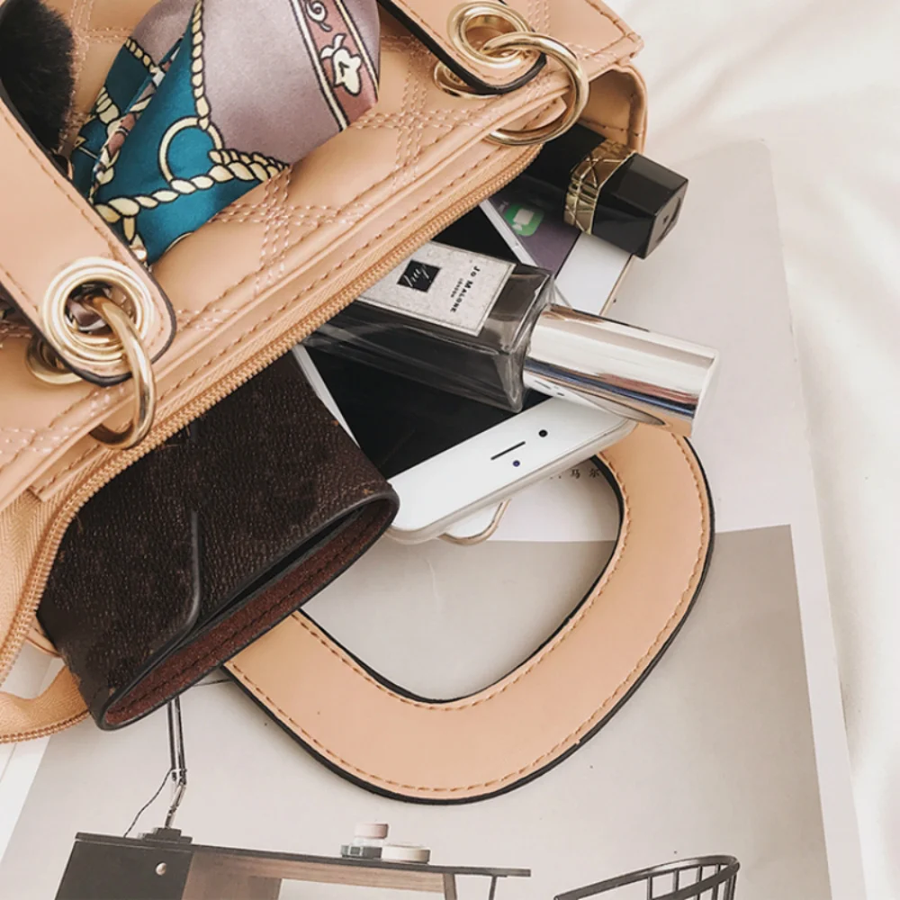 

Quality Leather Female Shoulder Bag Small Women Handbag With Ribbon Hair Ball Casual Top-handle Bag Ladies' Crossbody Bag Bolsa