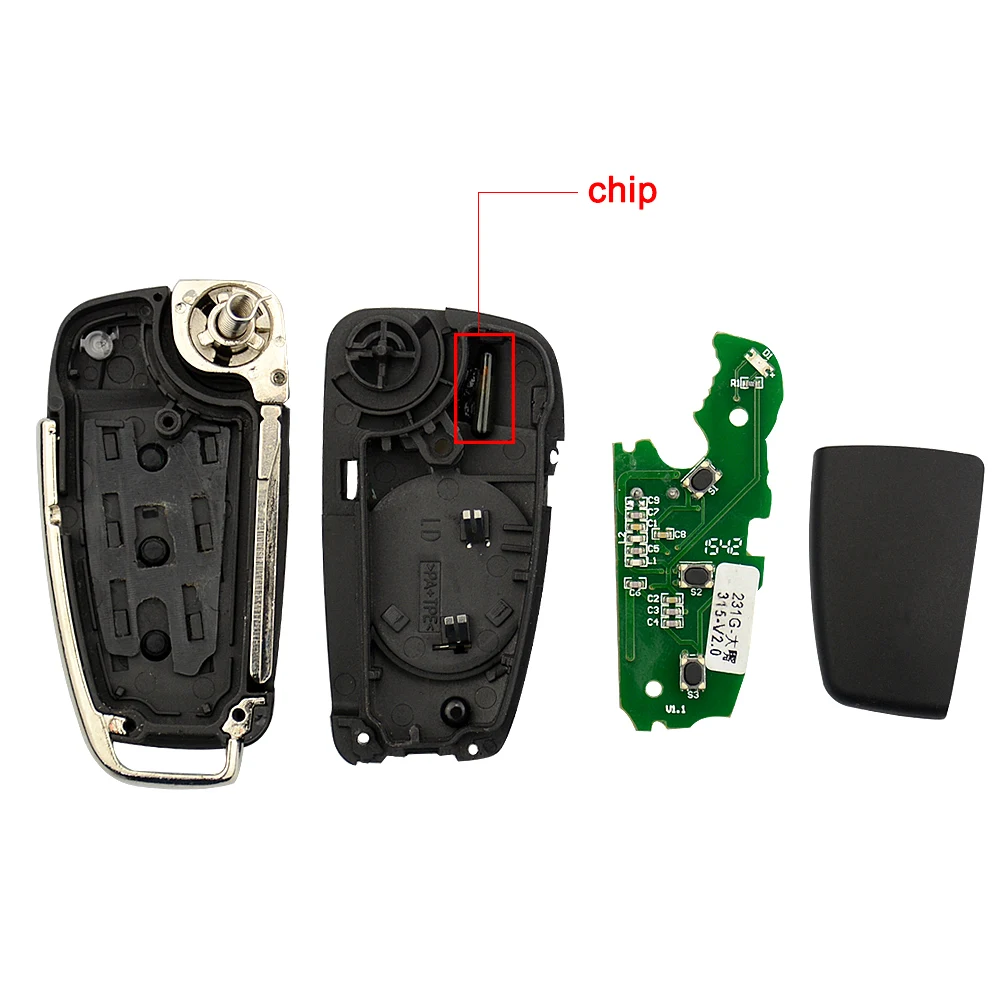 Складной автомобильный ключ OkeyTech дистанционный с 3 кнопками 315 МГц 433 для Audi A2 A3 A4 S4