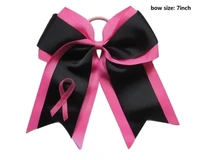 new breast cancer ribbon 7inch cheer hair bow 3 inch girls cheerleading elastic band hair accessories