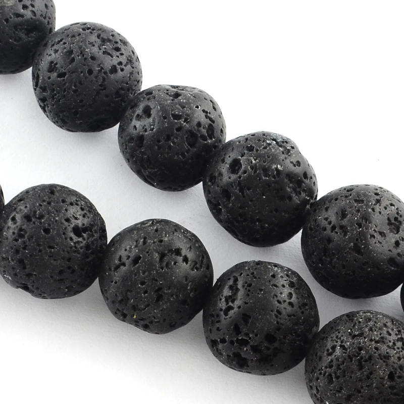 

1 Strand Natural Lava Rock Gemstone Round Bead Strands Black 8~9mm Hole: 1.2mm about 46pcs/strand 15.7 inches