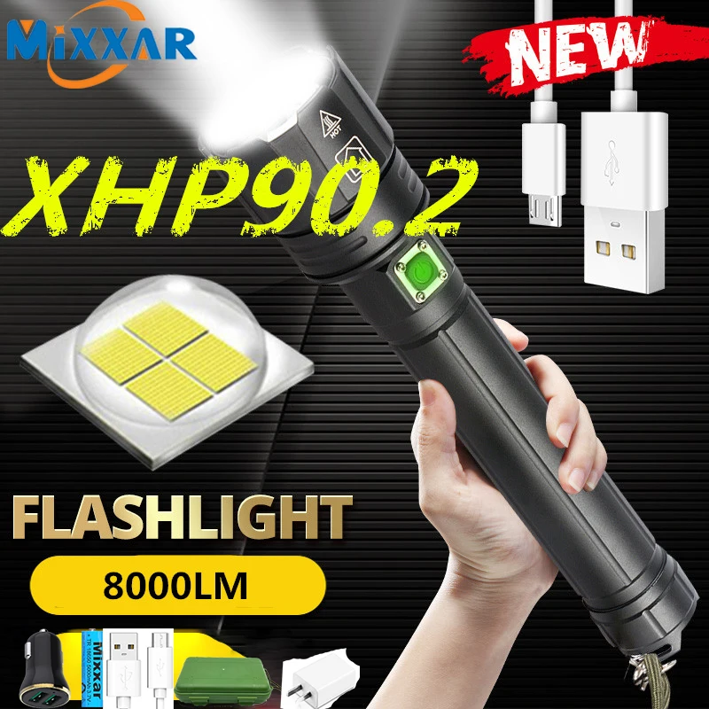 

Ультрамощный светодиодный фонарик XHP90.2 Z20 2021 с зарядкой от USB, тактисветильник фонарь XHP70 с масштабированием 26650, подарок на 18650 год