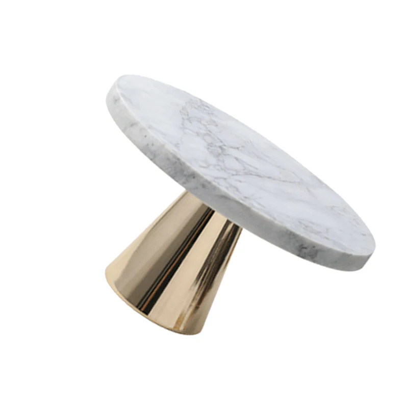 

1Pc Creative Marble Plate Marble Cake Plate Jewelry Display Plate (Golden Grey)