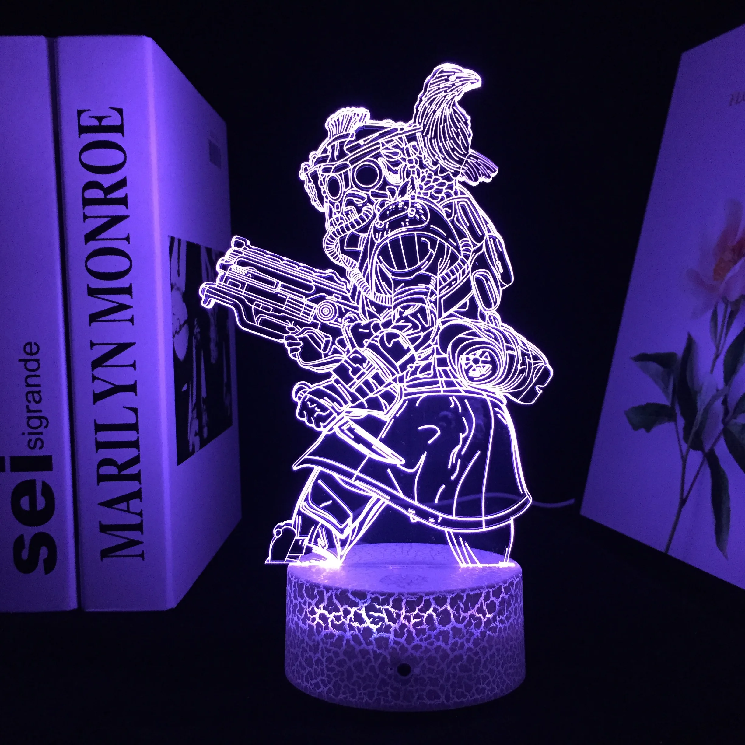 

Светодиодный светильник с пистолетом и ножом, трехмерная лампа с белым треснутым основанием, акриловая световая направляющая, для праздник...