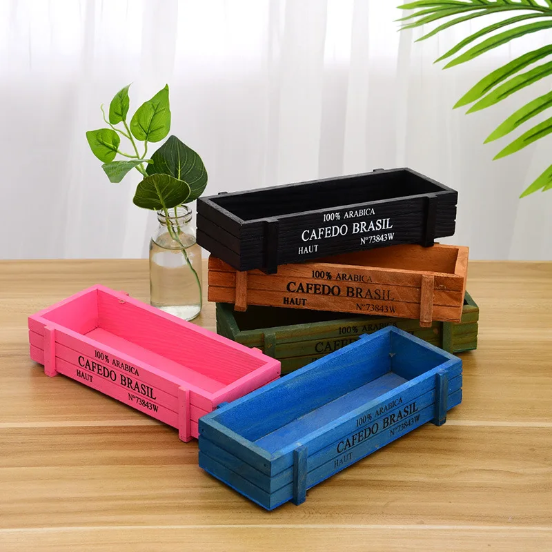 Прямоугольная мясистая деревянная коробка в горшке Высококачественная