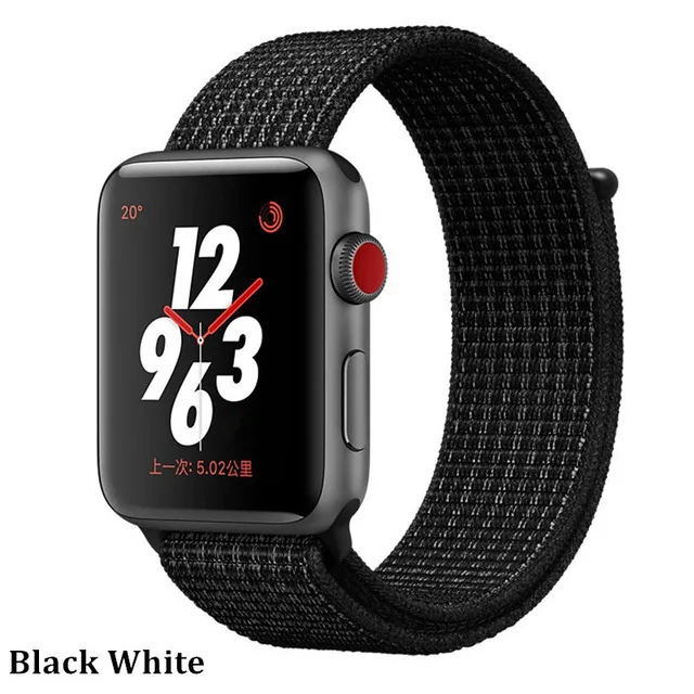 Последняя нейлоновый ремешок für apple watch группа 4 44 мм/40 мм, correa apple watch 3 42 мм/38 мм iwatch серии 4/3/2 bunte stecker чехол для телефона на руку - Цвет ремешка: black white