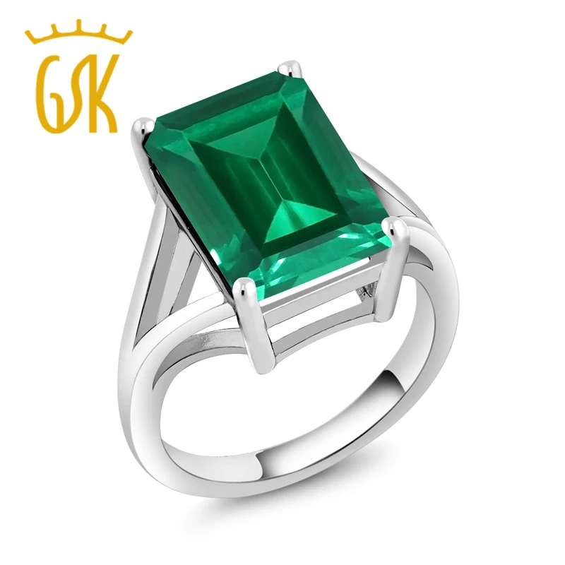 GemStoneKing 6 50 карат изумрудная огранка Зеленый нано изумруд обручальное кольцо 925