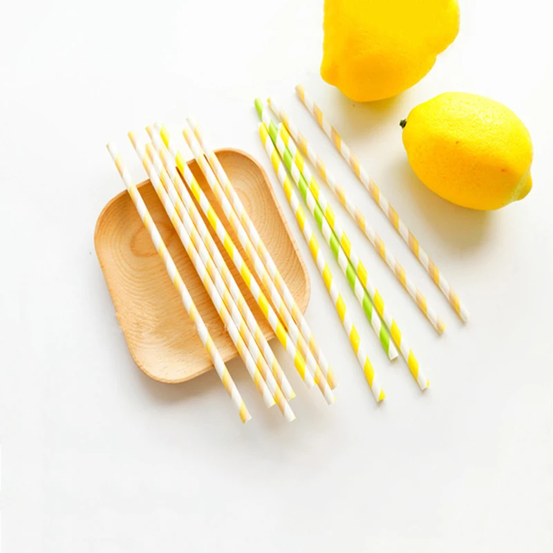 Полосатые одноразовые бумажные соломинки 25 шт.|Одноразовая посуда для вечеринок|