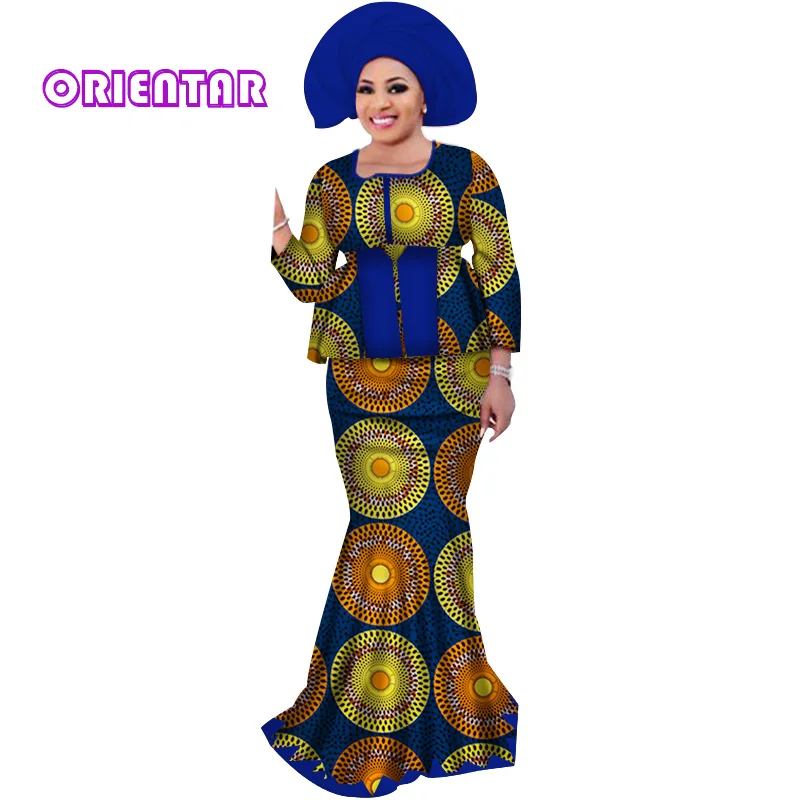 Женские африканские наряды с головным платком базин богатый Африканский принт
