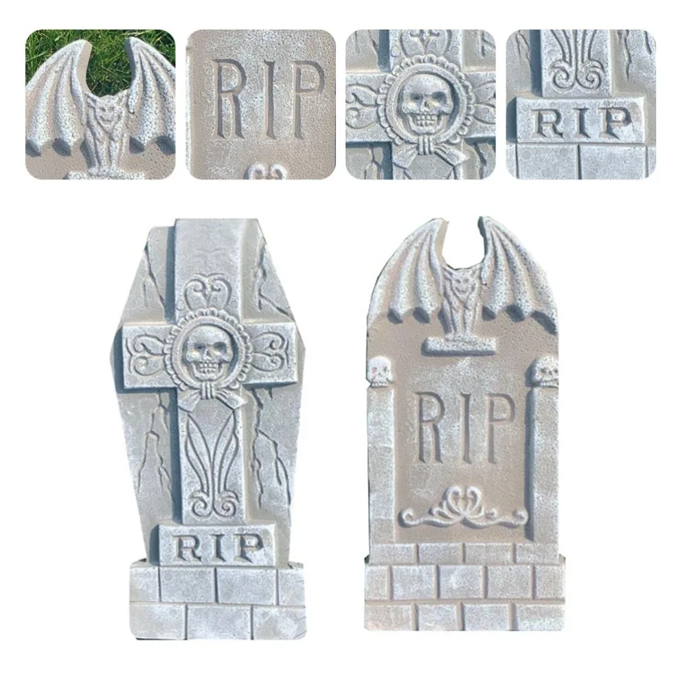 

2 Pcs Gravestone Tombstone Figurine Haunted House Decor