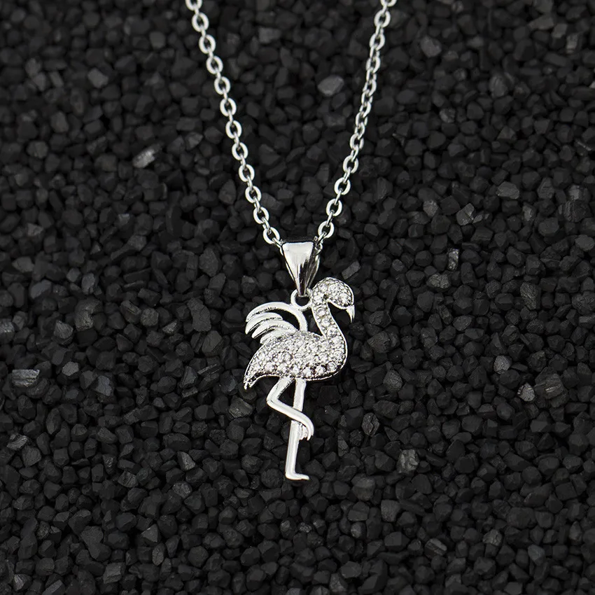 Золотое классическое ожерелье с фламинго женская мода популярное очарование