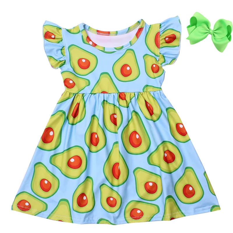 

Оптовая продажа, летнее платье для маленьких девочек платье с яблоком для девочек платье с авокадо для девочек одежда с фруктовым узором эк...