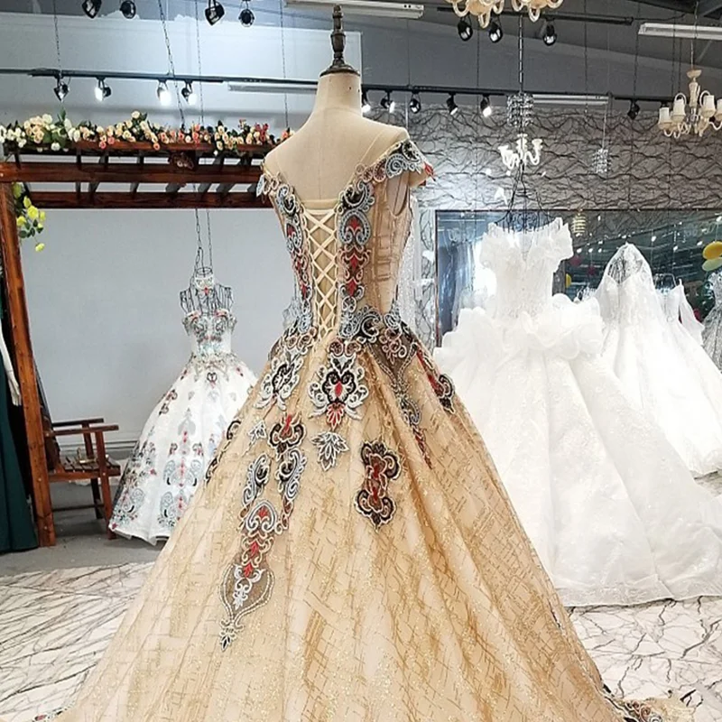 LS6440 цветные цветы шампанское вечернее платье для матерей невесты о-образным