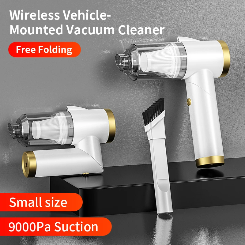 

Q8 Car Vacuum Cleaner Wireless Folding Strong Suction Hand-held Portable with LED Lights 3 In 1suction Nozzle Car Vacuum Cleaner