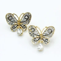shsby 2pcs diy rhinestone butterfly pendant jewelry gold charms girls kids accessory for braceletheadwear