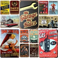 garage plaque metal vintage tin sign pin up painting wall decor board retro pub garage gas oil bar art poster funny tin poster