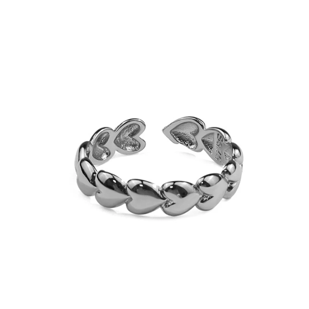 

New Fashion Double-Color Love Heart Link Present Female Charm Temperament Elegant Rings