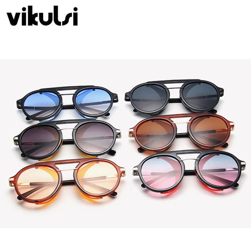 

Classic Gothic Steampunk Sunglasses Men Round Metal Brand Designer Glasses Vintage High Quality UV400 Street Eyewear Shades