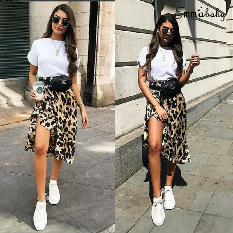 Юбка карандаш женская с высокой талией пикантная модная мини юбка леопардовым