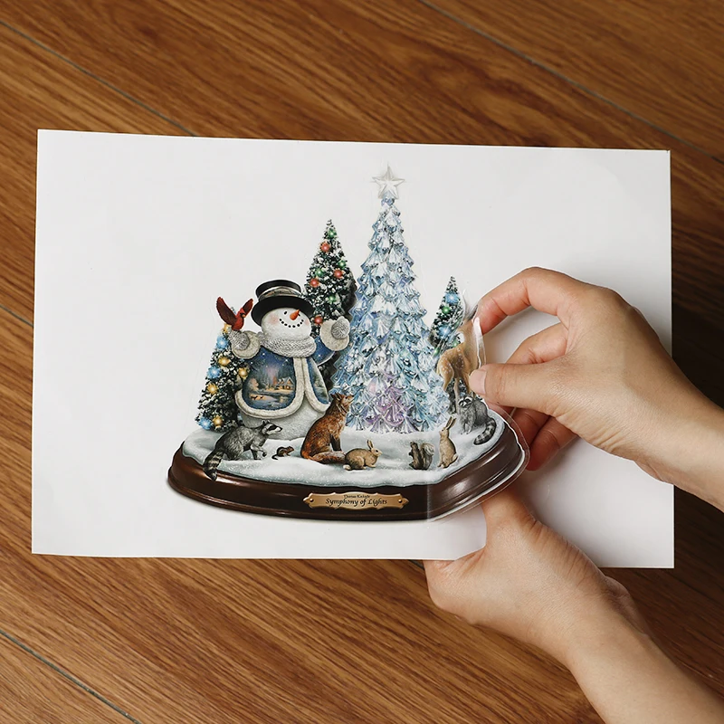 Merry Christmas Crystal Tree Santa Claus Snowman Rotating Sculpture Window Paste Stickers Winter Home Decoration New Year Decor |