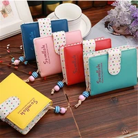 new fashion candy colors women wallets short polka dots leather zipper small wallet purse cards holder womens wallets and purses