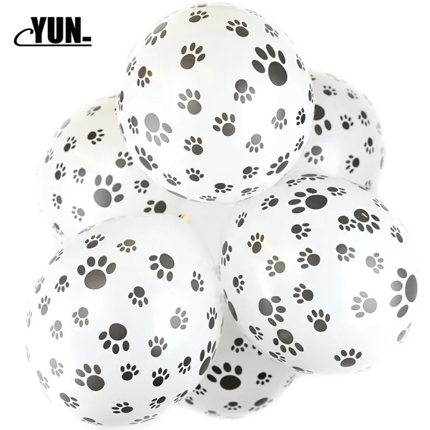 50 шт. черный собачьих лап латексный шар голой след в горошек утепленные воздушные