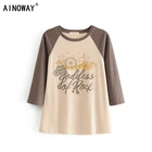 Женские топы в стиле бохо с принтом звезд и луны, женская футболка с рукавом три четверти, цветные хлопковые футболки в стиле пэчворк, большие размеры