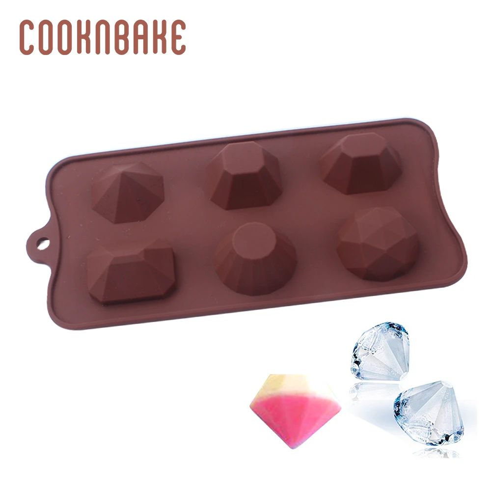 COOKNBAKE Diamond Silicone Mold for Chocolate 6 hole candy gummy Ice Cube tray soap resin Fondant Mould diy Cake Decorating | Дом и сад
