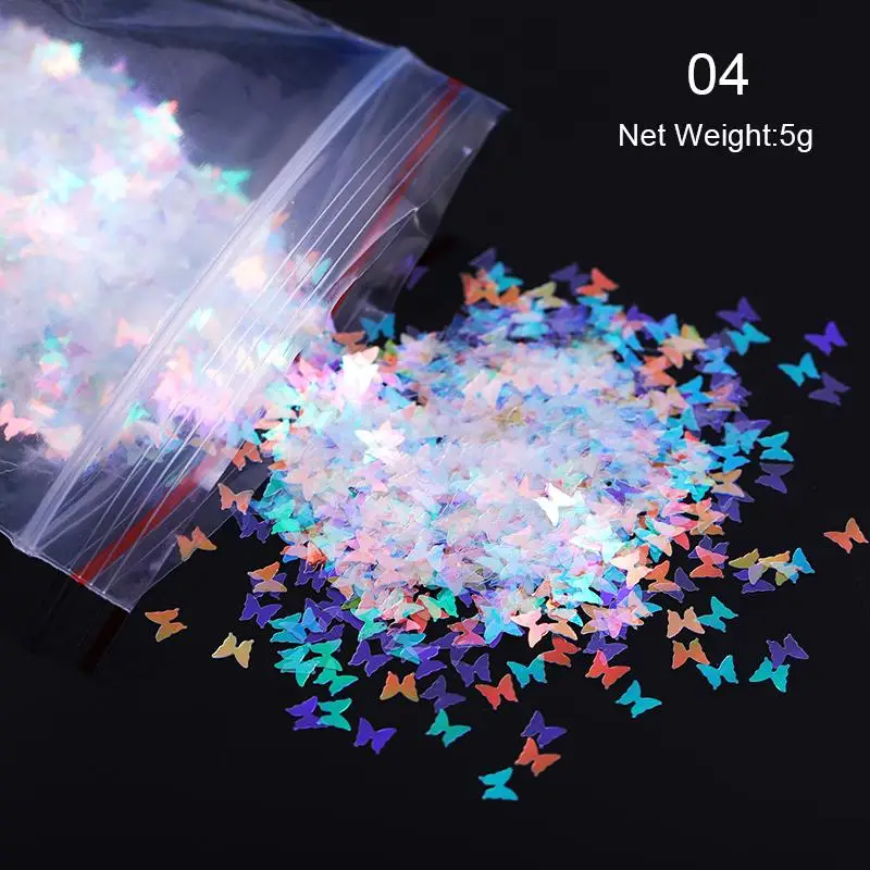 1 пакет блестки для ногтей дизайн бабочки 3D красочные хлопья радужные паллиитры