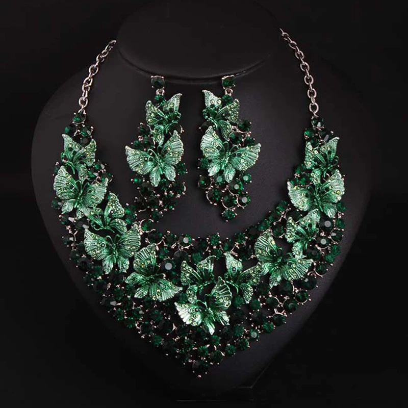 Комплект из колье и серёг с кристаллами|Ювелирные наборы| |