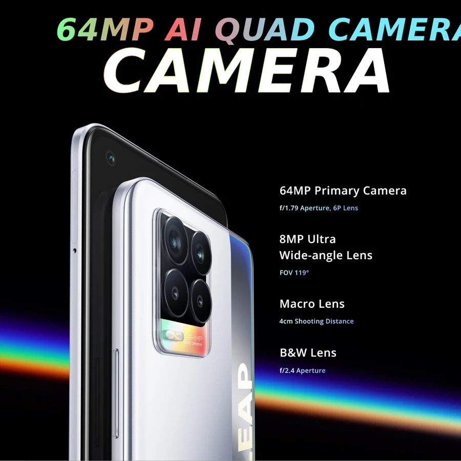 Глобальная версия realme 8 6 4 &quotFHD + безрамочный экран AMOLED Дисплей ГБ 128