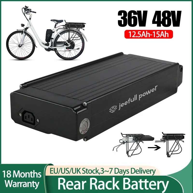 

Ebike Battery 36V 15Ah 48V 13Ah 48V 15Ah Rear Rack Battery Pack 18650 Lithium Battery for Electric Bicycle 1000W 750W 500W 250W