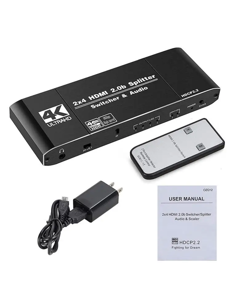 HDMI матрица 4x2 4K HDR переключатель разветвитель 4 в 2 выхода оптический SPDIF + 3 5 мм Jack