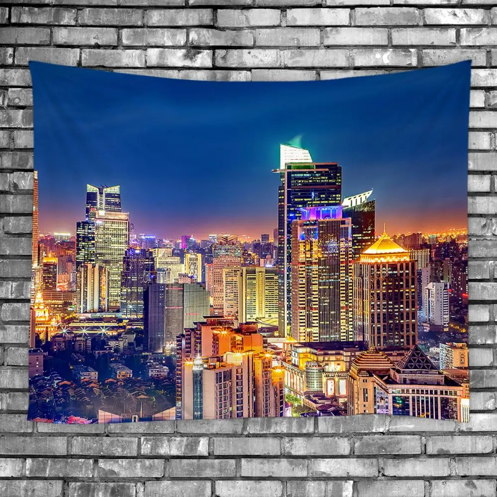 

Гобелен в стиле бохо, хиппи, мандала, настенный психоделический гобелен, Настенный Ковер, занятый городской ночью, декор для спальни, гостин...