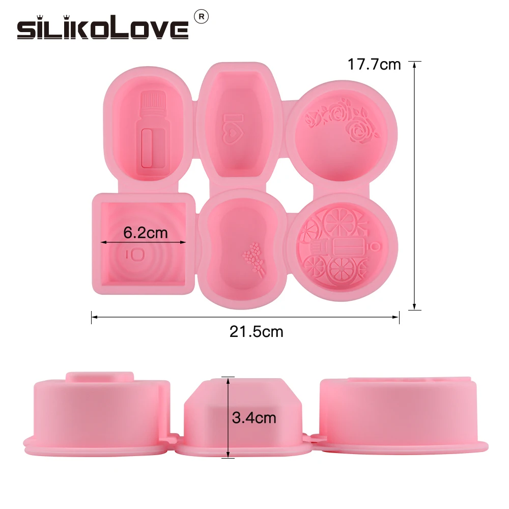 Силиконовая форма для мыла SILIKOLOVE геометрической круглой формы 6 полостей