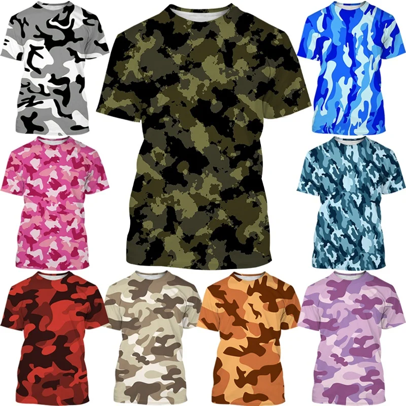 

Summer Camouflage T Shirts Unisex T-Shirt Casual Short sleeve Breathable Camo Round neck Military T Shirts