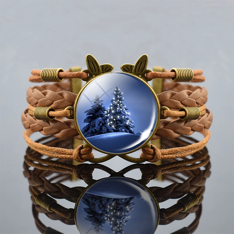 Рождественский Снежный дом бронзовый коричневый браслет ручной работы модный