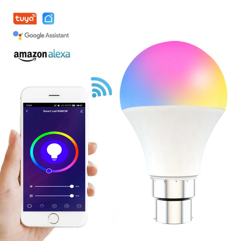 

Smart Wifi Bulb Dimming Light Bulb 9W RGBCW Smart Light Bulb Voice Control Work With Alexa Google Home E27/B22 Wifi Bulb