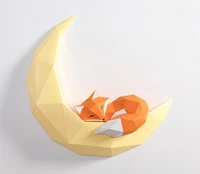 new pre cut fox moon animal wall decorhome decoration art paper model3d low poly papercrafthandmade diy adult craft toy