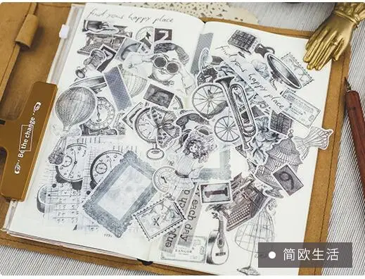 Винтажные бумажные наклейки ZFPARTY 64 шт. Life l Vellum для скрапбукинга Happy Planner