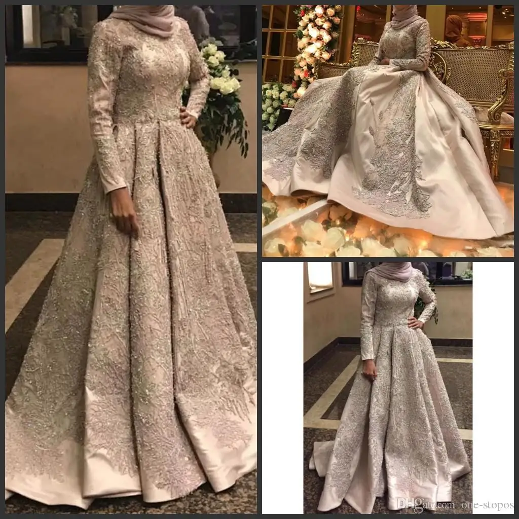 2019 арабское свадебное платье Aso Ebi с высоким воротом роскошное кружевное