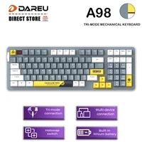 dareu a98 tri mode connection 100 hotswap rgb led backlit pbt keycaps gasket structure mechanical keyboard with sky v3 switch