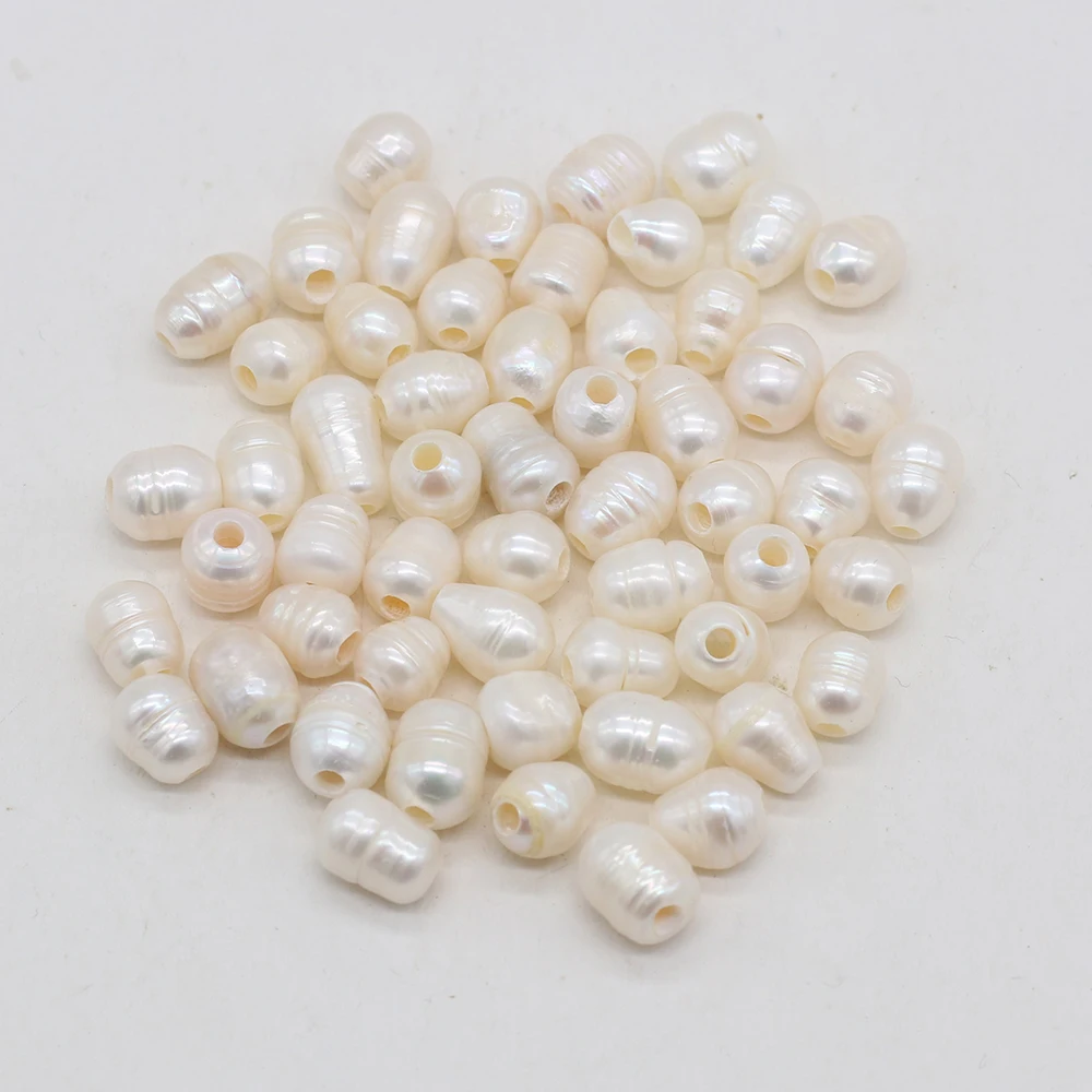 10Pcs Natural Pearl Pendant Rice Bead Big Hole Beads Spacer Loose Pearls For DIY Bracelet Necklace Jewelry Accessories Making | Украшения и