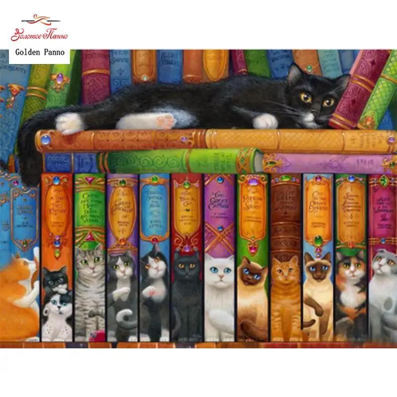 Diy Diamond Painting Cat Handmade Gift 5d Embroidery Book Landscape Wall Stickers Diamond Art
