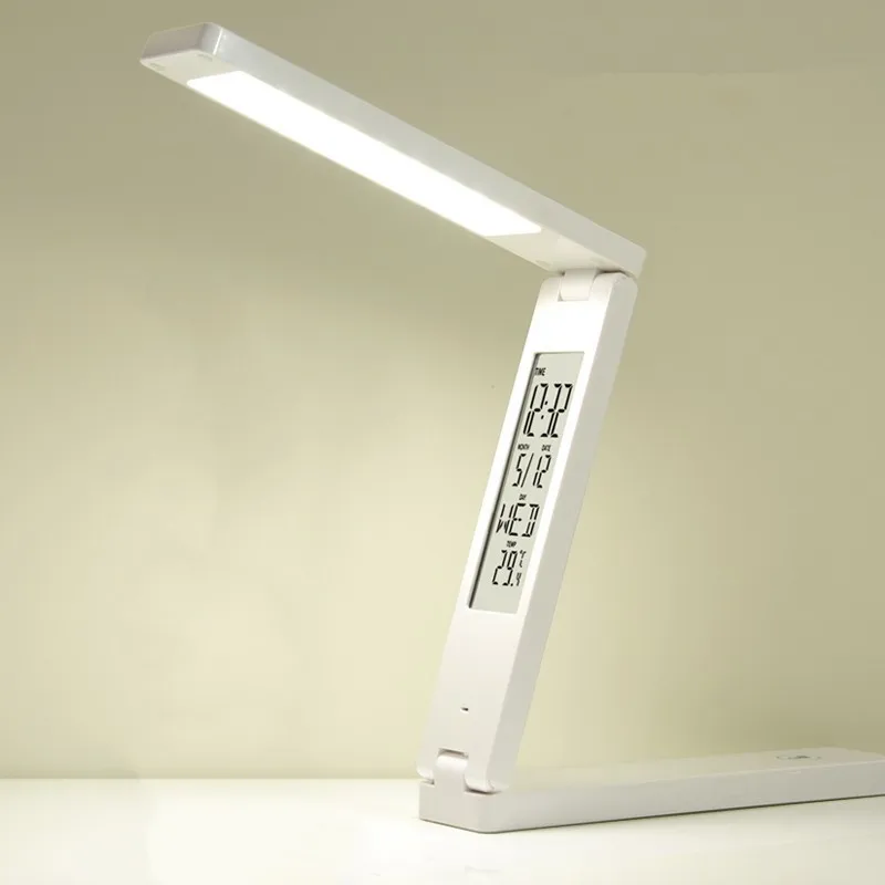 

LED Table Lamp Perpetual Calendar Folding Reading Lamp Portable Touch Stepless Dimming USB Charging Desk lamp With Clock