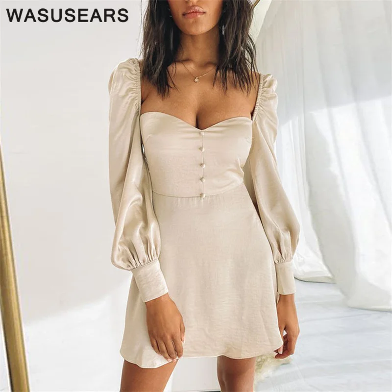 Осеннее платье 2020 сексуальное мини с открытой спиной элегантное однотонное